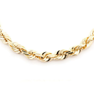 6mm 10K Solid Gold Rope Chain (White or Yellow) - from 18 to 26 Inches