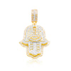 Hamsa Hand Devil Eye Centered Diamond Pendant (1.00CT) in 10K Gold