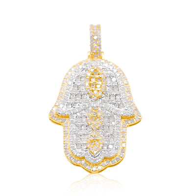 Hamsa Hand Bling Diamond Pendant (1.30CT) in 10K Gold