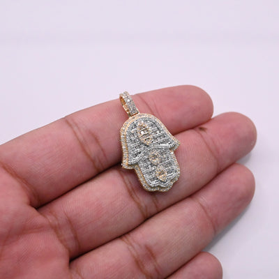 Hamsa Hand Bling Diamond Pendant (1.30CT) in 10K Gold