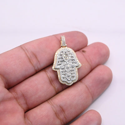 Hamsa Hand Baguette Diamond Pendant (1.50CT) in 10K Gold