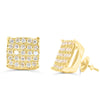Square Shaped Diamond Cluster Stud Earring (2.00CT) in 10K Gold (Yellow or White)