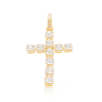 Cross Prong Diamond Pendant (1.50CT) in 10K Gold