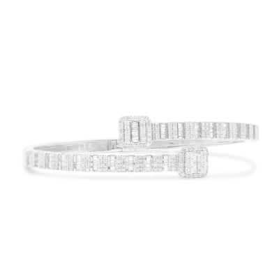 Square Shape Baguette Diamond Bangle (1.50CT) in 10K Gold (Yellow or White or Rose) - 4mm