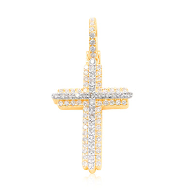 Cross Frame Bling Diamond Pendant (1.52CT) in 10K Gold