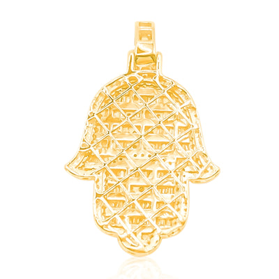 Hamsa Hand Bageutte Diamond Pendant (1.75CT ) in 10K Gold