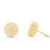 Round Flower Diamond Cluster Stud Earring (1.75CT) in 10K Gold (Yellow or White)