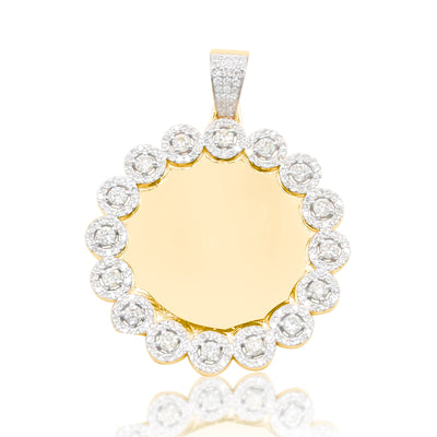 Round Thick Border Custom Diamond Memory Pendant (1.80CT)in 10K Gold