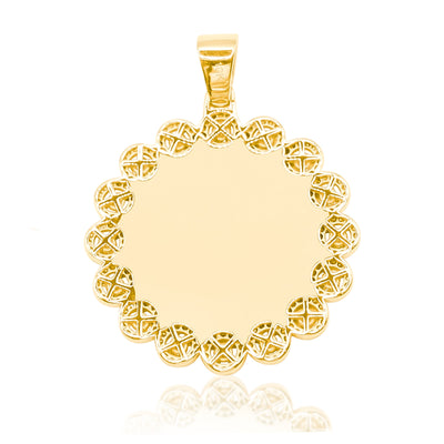 Round Thick Border Custom Diamond Memory Pendant (1.80CT)in 10K Gold