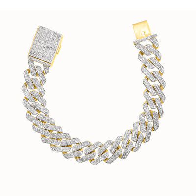 Iced Out Cuban Link Diamond Bracelet (9.50CT) in 10K Gold (Yellow or White) - 14.5mm