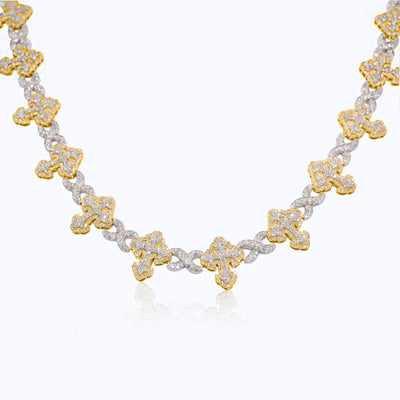 Cross Cut Infinity Diamond Chain in 10K Yellow Gold - 12mm (20 Inches)