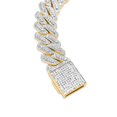 Iced Out Cuban Link Diamond Bracelet (12.00CT) in 10K Gold (Yellow or White) - 17mm