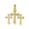 Triple Cross Diamond Pendant (3.50CT) in 10K Gold