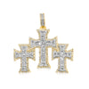 Triple Cross Baguette Diamond Pendant (3.50CT) in 10K Gold