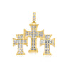 Triple Cross Baguette Diamond Pendant (3.50CT) in 10K Gold