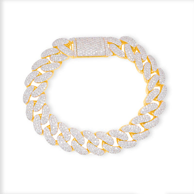 Diamond Cuban Bracelet (13.50CTW) in 10K Yellow Gold - 13.50mm