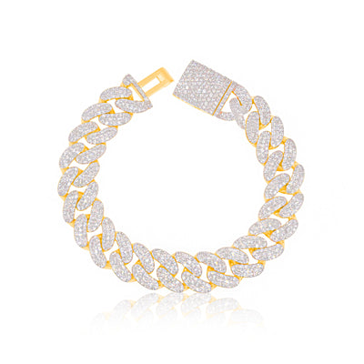 Diamond Cuban Bracelet (13.50CTW) in 10K Yellow Gold - 13.50mm