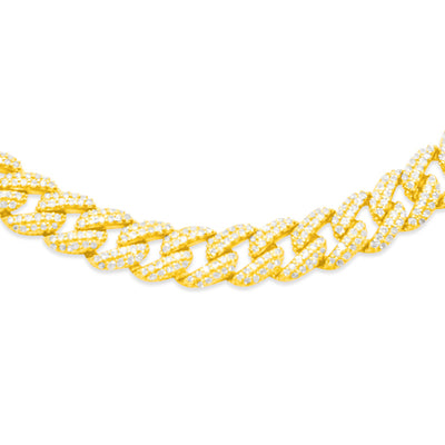 Iced Out Diamond Monaco Cuban Link Chain (6.65CT) in 10K Gold - 6mm (22 inches)