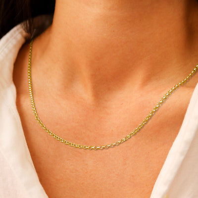 2mm 14K Gold Rolo Chain (White or Yellow or Rose) - from 16 to 24 Inches