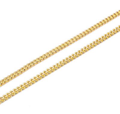 2.5mm 10K Gold Hollow Franco Chain (White or Yellow) - from 16 to 20 Inches