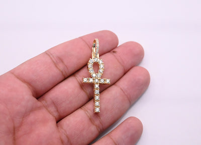 Cross Tennis Bling Diamond Pendant (2.01CT)in 10K Gold