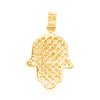 Hamsa Hand Round Centered Bling Diamond Pendant (2.60CT) in 10K Gold