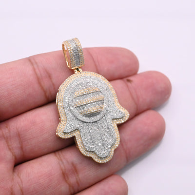 Hamsa Baguette Diamond Pendant (1.80CT ) in 10K Gold