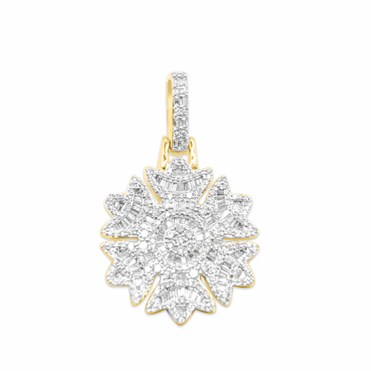 10K Flower Gold Diamond Pendant 1