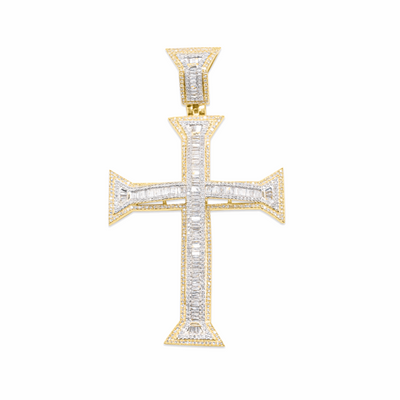 10K Cross Gold Diamond Pendant