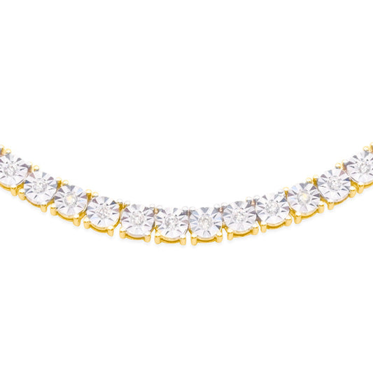 7mm 10K Tennis Gold Diamond Link Necklace