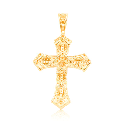 Iced Out Round Centered Cross Diamond Pendant (2.00CT) in 10K Gold