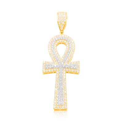 Iced Out Ankh Diamond Pendant (3.25CT) in 10K Gold