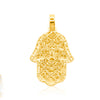 Hamsa Flower Centered Baguette Diamond Pendant (3.50CT) in 10K Gold