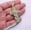 Iced Out Cross Spiral Baguette Diamond Pendant (4.50CT) in 10K Gold