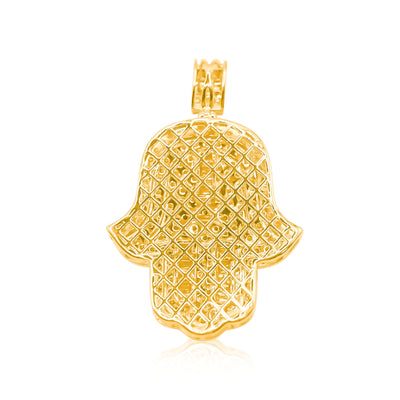 Hamsa Hand Baguette Diamond Hamsa Pendant (4.75CT) in 10K Gold