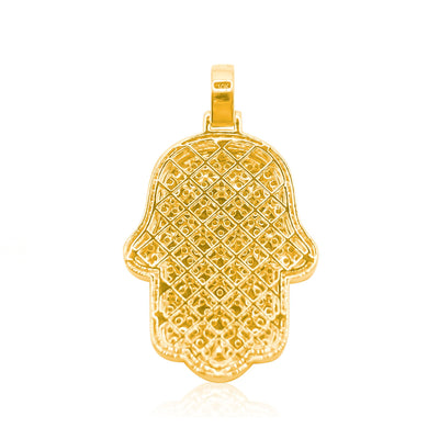 Hamsa Hand Bling Diamond Pendant (5.75CT) in 10K Gold