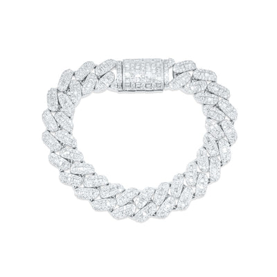 Iced Out Cuban Link Diamond Bracelet (11.50CTW) in 10K White Gold - 15mm