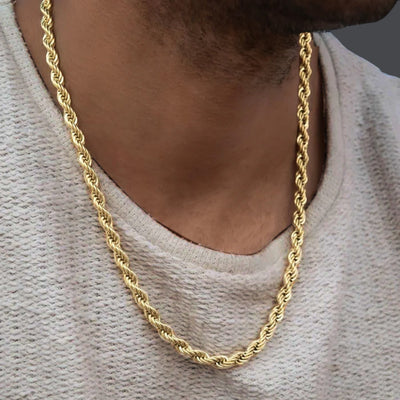 6mm 10K Gold Hollow Rope Chain (White or Yellow) - from 20 to 28 Inches