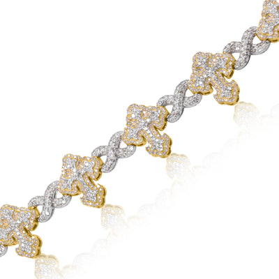 Cross Shape Infinity Diamond Bracelet (8.00CTW) in 10K Gold - 12mm