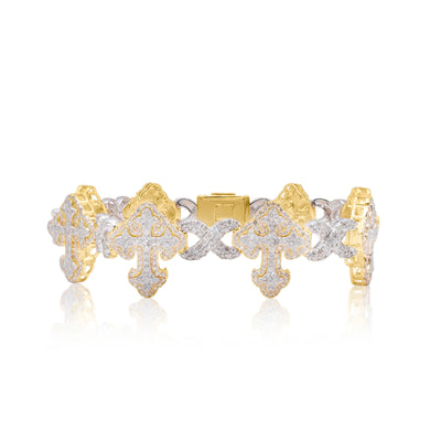 Cross Shape Infinity Diamond Bracelet (8.00CTW) in 10K Gold - 12mm