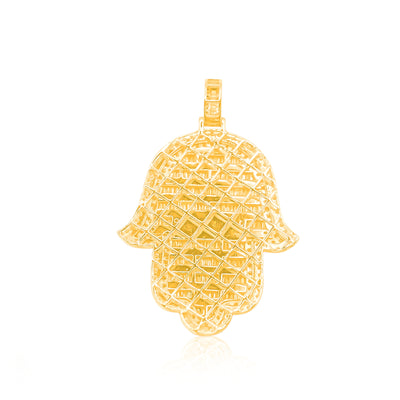 Hamsa Baguette Bling Diamond Pendant (9.40CT) in 10K Gold