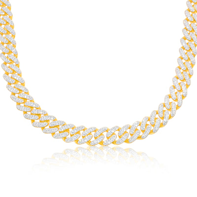 Iced Out Diamond Monaco Cuban Link Chain (16.50CT) in 10K Gold - 9.8mm (22 inches)