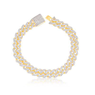Iced Out Cuban Link Diamond Bracelet (7.50CTW) in 10K Yellow Gold- 9.8mm