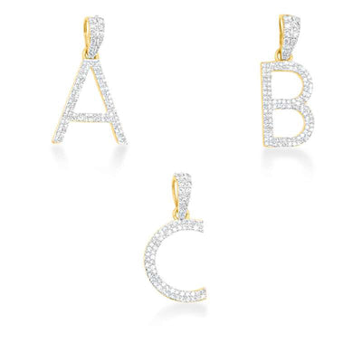 Alphabet Letter (Initials) Diamond Pendants in 10K Gold