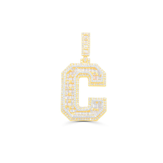10K Gold Diamond Letter C Pendant