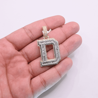 10K Gold Diamond Letter D Pendant 2.50CT