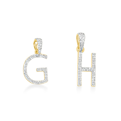 Alphabet Letter (Initials) Diamond Pendants in 10K Gold