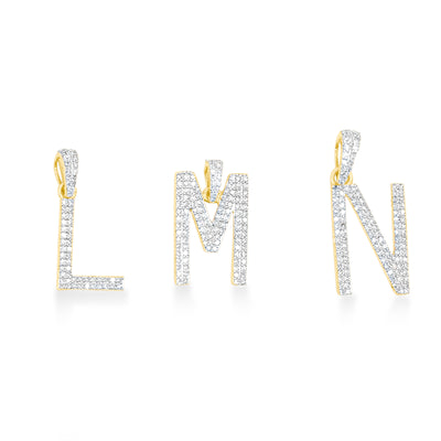 Alphabet Letter (Initials) Diamond Pendants in 10K Gold