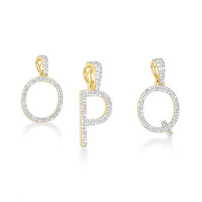 Alphabet Letter (Initials) Diamond Pendants in 10K Gold