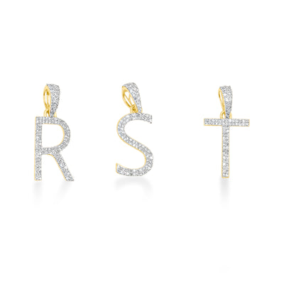 Alphabet Letter (Initials) Diamond Pendants in 10K Gold